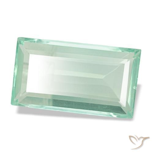 6.15 ct Green Fluorite Stone, Natural Fluorite in Baguette Facet Shape for Sale