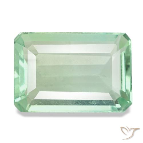 9.44 ct Green Fluorite Gemstone, Fluorite Gem in Octagon Step Cut Shape for Sale.