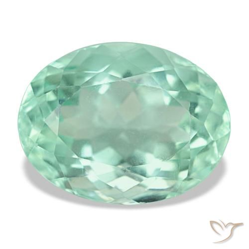 11.70 ct Green Fluorite Gemstone, Fluorite Gem in Oval Facet Shape for Sale.