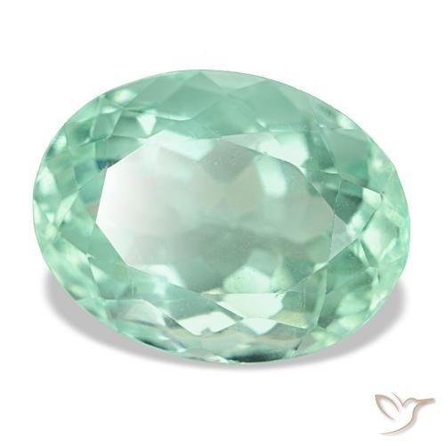11.70 ct Green Fluorite Stone, Natural Fluorite in Oval Facet Shape for Sale
