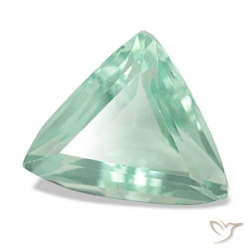 6.36 ct Green Fluorite Stone, Natural Fluorite in Trillion Facet Shape for Sale
