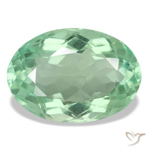 11.73 ct Green Fluorite Gemstone, Fluorite Gem in Oval Facet Shape for Sale.