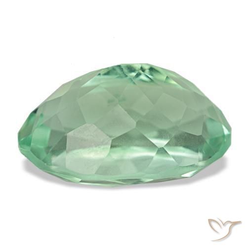 Fluorite Gemstone in 16.3 x 11.4 mm Size for Sale, Fluorite Stone in Warm Green Color