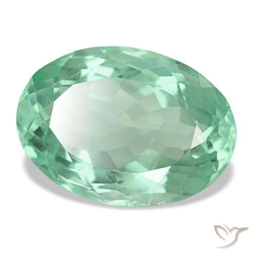 14.51 ct Green Fluorite Stone, Natural Fluorite in Oval Facet Shape for Sale