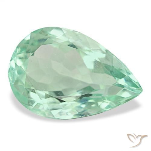 9.02 ct Turquoise Fluorite Stone, Natural Fluorite in Pear Facet Shape for Sale
