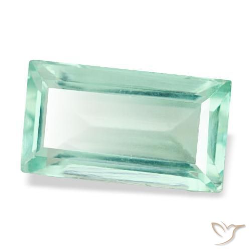 6.18 ct Turquoise Fluorite Stone, Natural Fluorite in Baguette Facet Shape for Sale