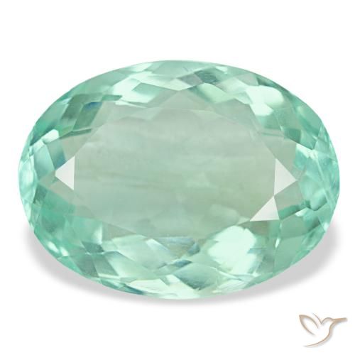 14.55 ct Turquoise Fluorite Gemstone, Fluorite Gem in Oval Facet Shape for Sale.