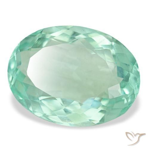 14.55 ct Turquoise Fluorite Stone, Natural Fluorite in Oval Facet Shape for Sale