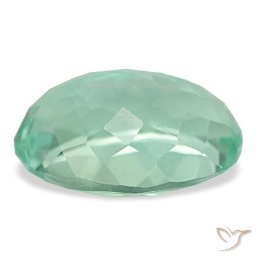 Fluorite Gemstone in 18 x 13 mm (calibrated) Size for Sale, Fluorite Stone in Light Blue Green Color