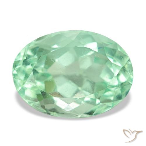 4.87 ct Green Fluorite Gemstone, Fluorite Gem in Oval Facet Shape for Sale.