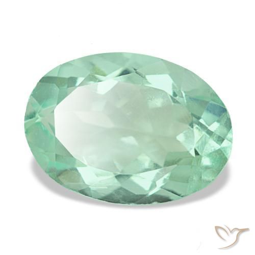 4.20 ct Green Fluorite Stone, Natural Fluorite in Oval Facet Shape for Sale