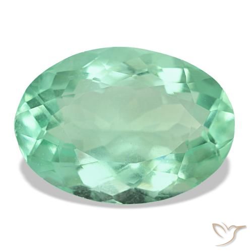 12.36 ct Green Fluorite Gemstone, Fluorite Gem in Oval Facet Shape for Sale.
