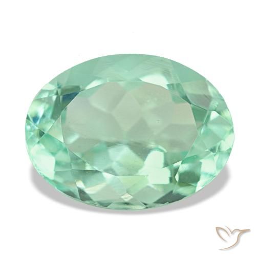 7.08 ct Green Fluorite Gemstone, Fluorite Gem in Oval Facet Shape for Sale.