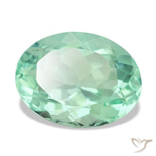 7.08 ct Green Fluorite Stone, Natural Fluorite in Oval Facet Shape for Sale