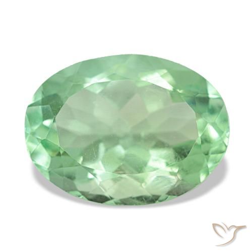 6.46 ct Green Fluorite Gemstone, Fluorite Gem in Oval Facet Shape for Sale.