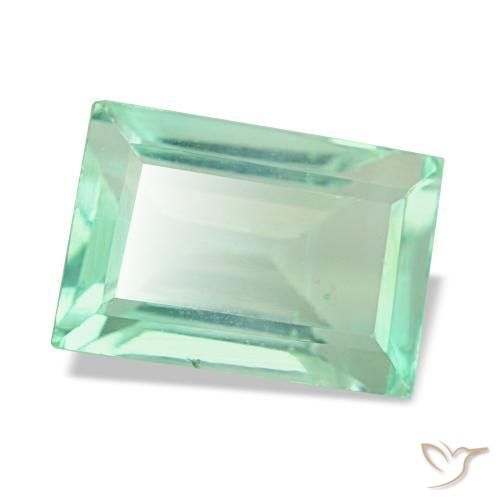 3.81 ct Green Fluorite Stone, Natural Fluorite in Baguette Facet Shape for Sale