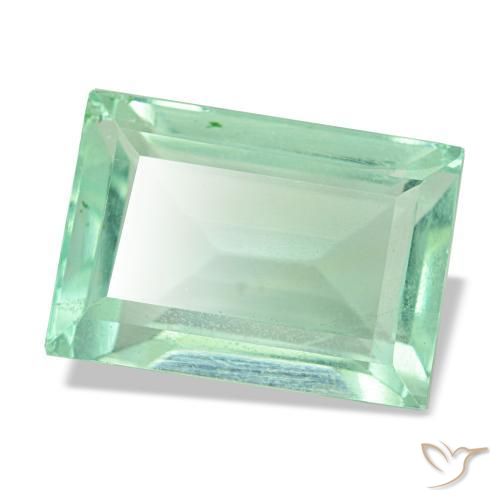 6.19 ct Green Fluorite Stone, Natural Fluorite in Baguette Facet Shape for Sale