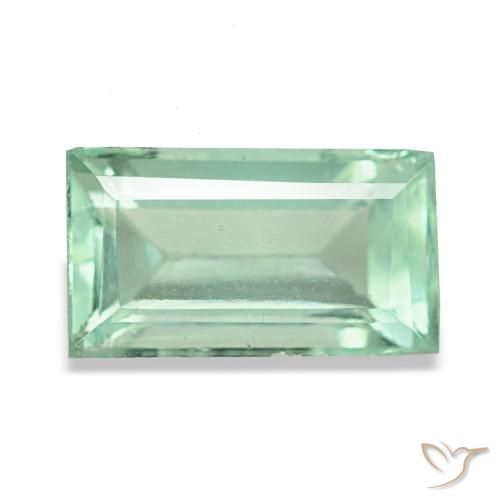 3.02 ct Green Fluorite Gemstone, Fluorite Gem in Baguette Facet Shape for Sale.