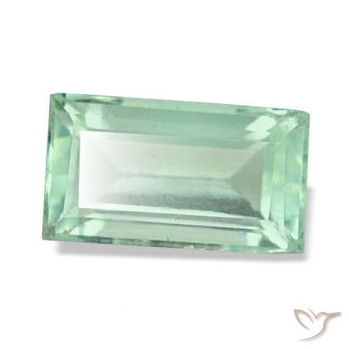 3.02 ct Green Fluorite Stone, Natural Fluorite in Baguette Facet Shape for Sale