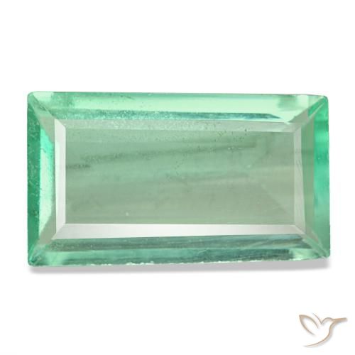 7.49 ct Green Fluorite Gemstone, Fluorite Gem in Baguette Facet Shape for Sale.