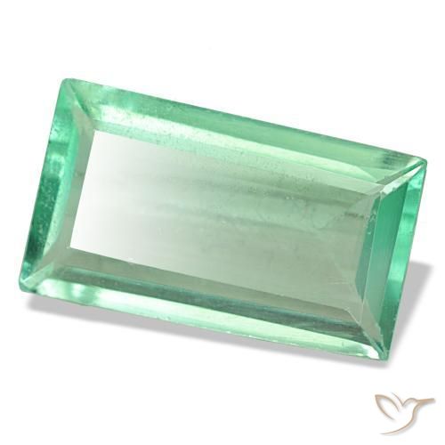 7.49 ct Green Fluorite Stone, Natural Fluorite in Baguette Facet Shape for Sale