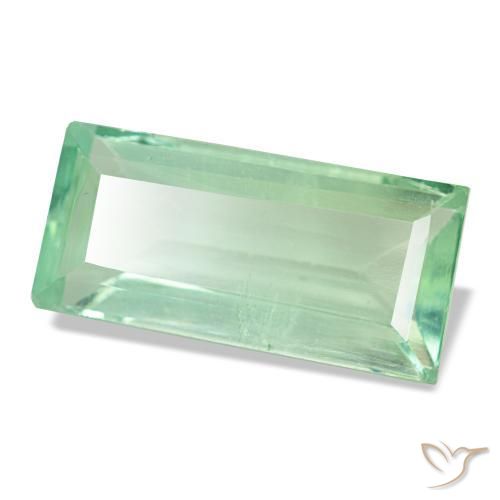 5.33 ct Green Fluorite Stone, Natural Fluorite in Baguette Facet Shape for Sale