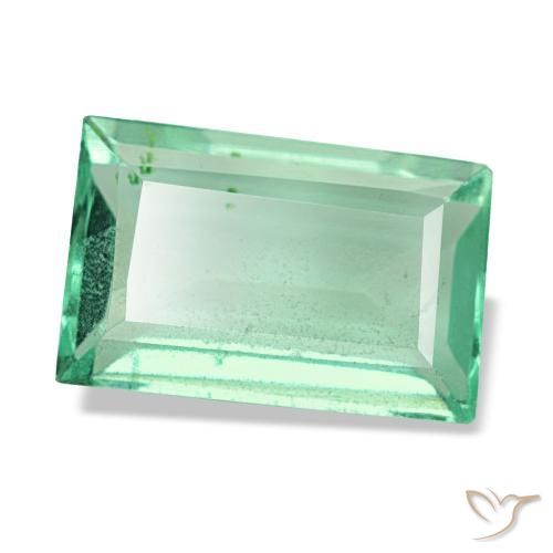 2.95 ct Green Fluorite Stone, Natural Fluorite in Baguette Facet Shape for Sale