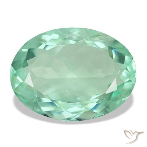 8.91 ct Green Fluorite Gemstone, Fluorite Gem in Oval Facet Shape for Sale.