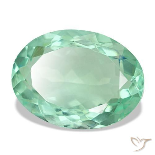 8.91 ct Green Fluorite Stone, Natural Fluorite in Oval Facet Shape for Sale