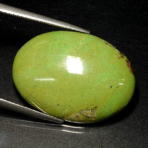 18.18 ct Green Gaspeite Stone, Natural Gaspeite in Oval Cabochon Shape for Sale