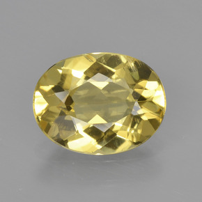 1.33 ct Yellow Golden Beryl Gemstone, Golden Beryl Gem in Oval Facet Shape for Sale.