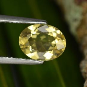 1.22 ct Yellow Golden Beryl Gemstone, Golden Beryl Gem in Oval Facet Shape for Sale.