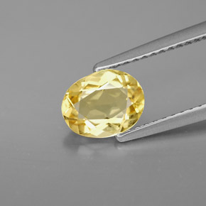 0.97 ct Yellow Golden Beryl Gemstone, Golden Beryl Gem in Oval Facet Shape for Sale.