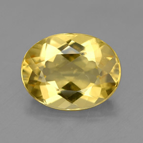 1.53 ct Yellow Golden Beryl Gemstone, Golden Beryl Gem in Oval Facet Shape for Sale.