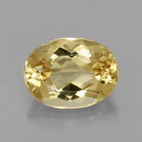 1.22 ct Yellow Golden Beryl Gemstone, Golden Beryl Gem in Oval Facet Shape for Sale.