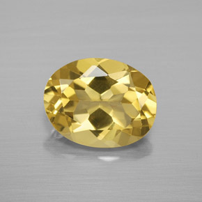 2.42 ct Yellow Golden Beryl Gemstone, Golden Beryl Gem in Oval Facet Shape for Sale.