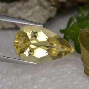 4.27 ct Yellow Golden Beryl Gemstone, Golden Beryl Gem in Pear Facet Shape for Sale.