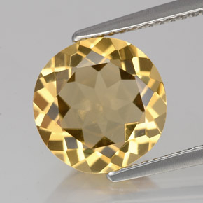 3.15 ct Yellow Golden Beryl Gemstone, Golden Beryl Gem in Round Facet Shape for Sale.