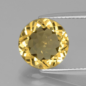 3.42 ct Yellow Golden Beryl Gemstone, Golden Beryl Gem in Round Facet Shape for Sale.