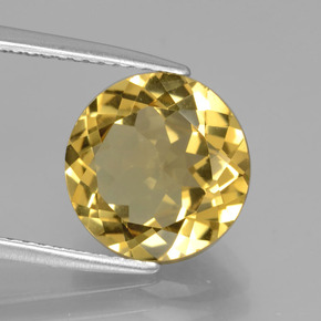 3.42 ct Yellow Golden Beryl Stone, Natural Golden Beryl in Round Facet Shape for Sale