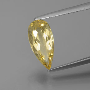 2.12 ct Yellow Golden Beryl Gemstone, Golden Beryl Gem in Pear Facet Shape for Sale.