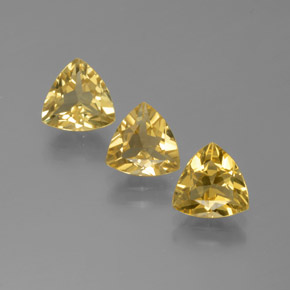 2.92 ct Yellow Golden Beryl Gemstone, Golden Beryl Gem in Trillion Facet Shape for Sale.