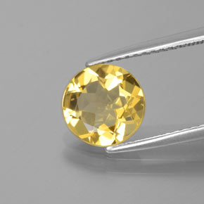 1.49 ct Yellow Golden Beryl Gemstone, Golden Beryl Gem in Round Facet Shape for Sale.