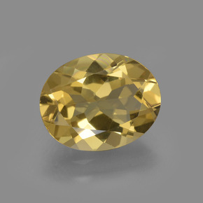 2.18 ct Yellow Golden Beryl Gemstone, Golden Beryl Gem in Oval Facet Shape for Sale.