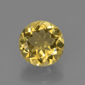 1.82 ct Gold Golden Beryl Gemstone, Golden Beryl Gem in Round Facet Shape for Sale.