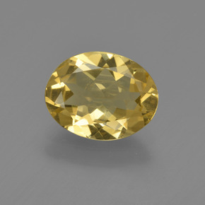 1.69 ct Gold Golden Beryl Gemstone, Golden Beryl Gem in Oval Facet Shape for Sale.