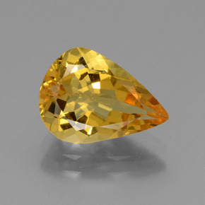 2.30 ct Gold Golden Beryl Gemstone, Golden Beryl Gem in Pear Facet Shape for Sale.