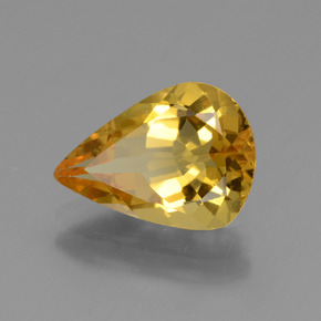 2.30 ct Gold Golden Beryl Stone, Natural Golden Beryl in Pear Facet Shape for Sale