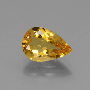 1.64 ct Yellow Golden Beryl Gemstone, Golden Beryl Gem in Pear Facet Shape for Sale.