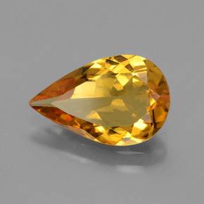 1.95 ct Gold Golden Beryl Stone, Natural Golden Beryl in Pear Facet Shape for Sale